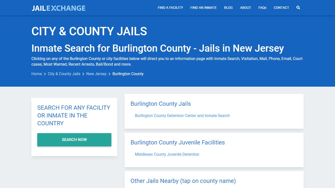 Inmate Search for Burlington County | Jails in New Jersey - Jail Exchange
