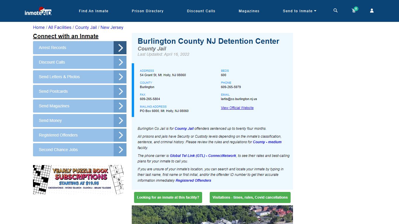 Burlington County NJ Detention Center - Inmate Locator - Mt. Holly, NJ